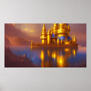 Golden Castle gold blue fantasy magical 3 Poster
