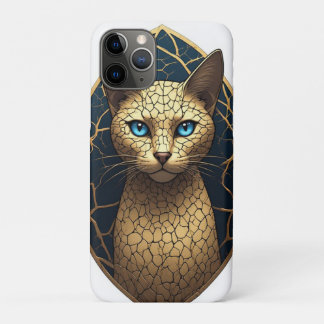 Golden Cat Portrait With Dark Geometric Background Case-Mate iPhone Case