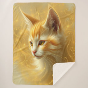 Golden cat sherpa blanket