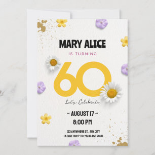 Golden Celebration Simple 60th Birthday minimalist Invitation