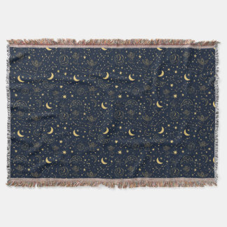 Golden Celestial Angels & Constellation Throw Blanket
