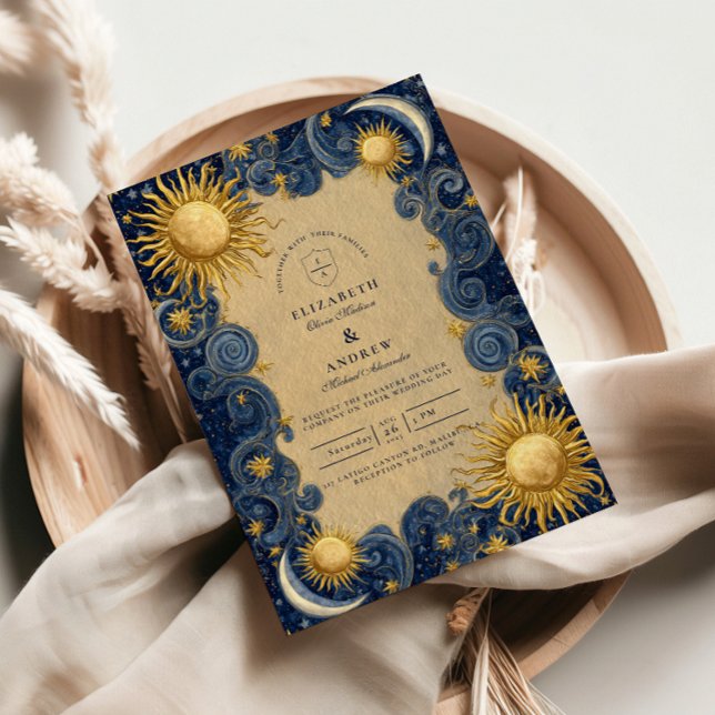 Golden Celestial Baroque Wedding Invitation (Creator Uploaded)