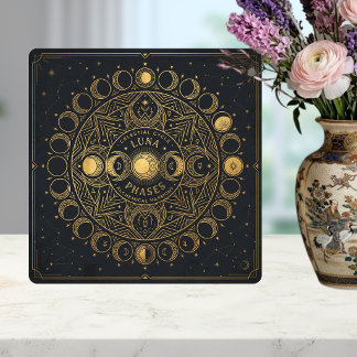 Golden Celestial Luna Phases Alchemical Harmony  Tile