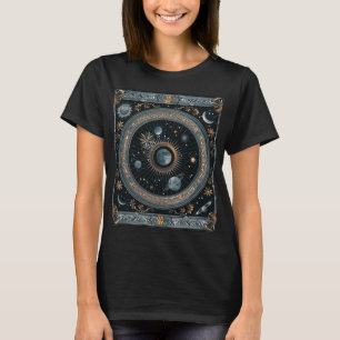 Golden Celestial Moon Orbit with Detailed Astral T-Shirt