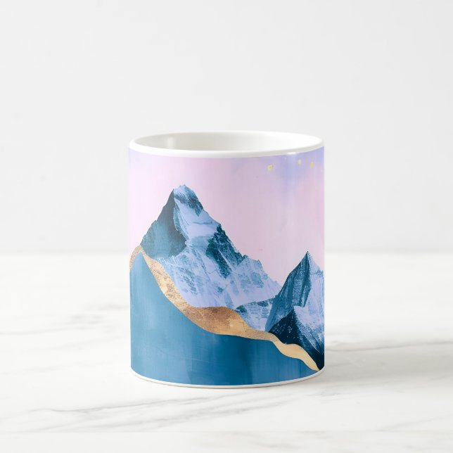 Golden Celestial Peaks Watercolor Coffee Mug (Center)