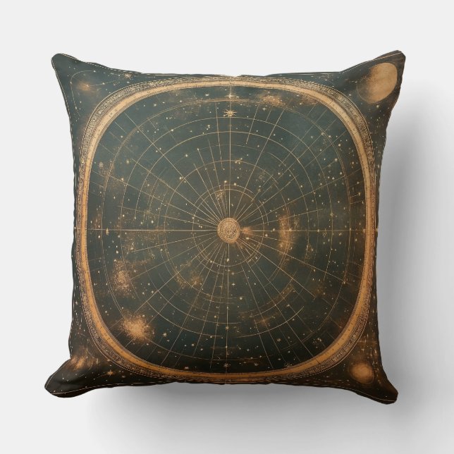 Golden Celestial Star Map (2) Cushion (Front)