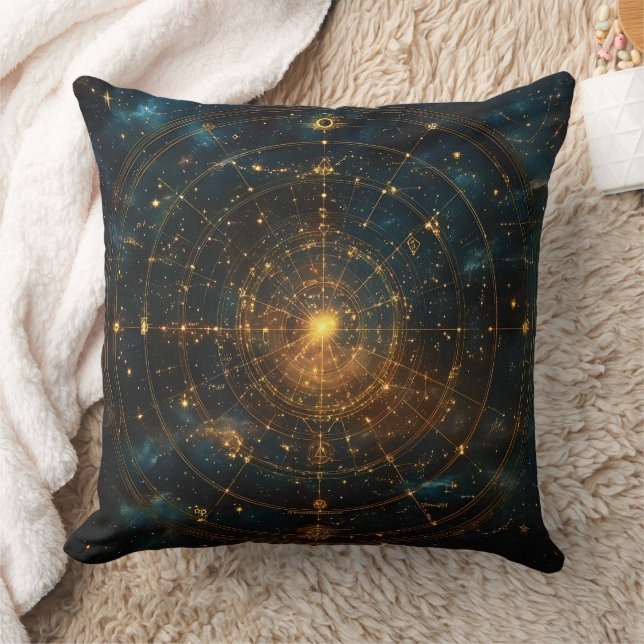 Golden Celestial Star Map (3) Cushion (Blanket)