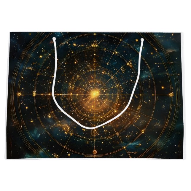 Golden Celestial Star Map (3) Large Gift Bag (Front)