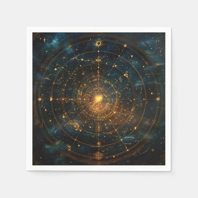 Golden Celestial Star Map (3) Napkin (Front)