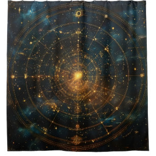 Golden Celestial Star Map (3) Shower Curtain