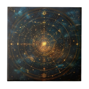 Golden Celestial Star Map (3) Tile