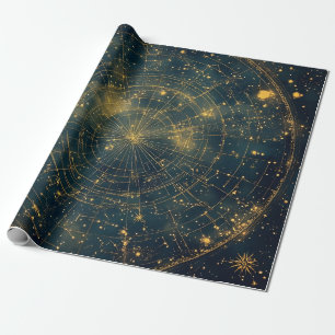 Golden Celestial Star Map (4) Wrapping Paper