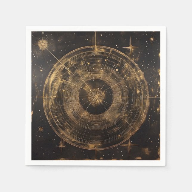 Golden Celestial Star Map (5) Napkin (Front)
