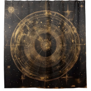 Golden Celestial Star Map (5) Shower Curtain