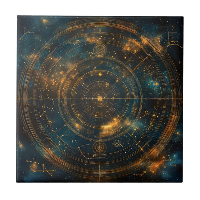 Golden Celestial Star Map Tile (Front)
