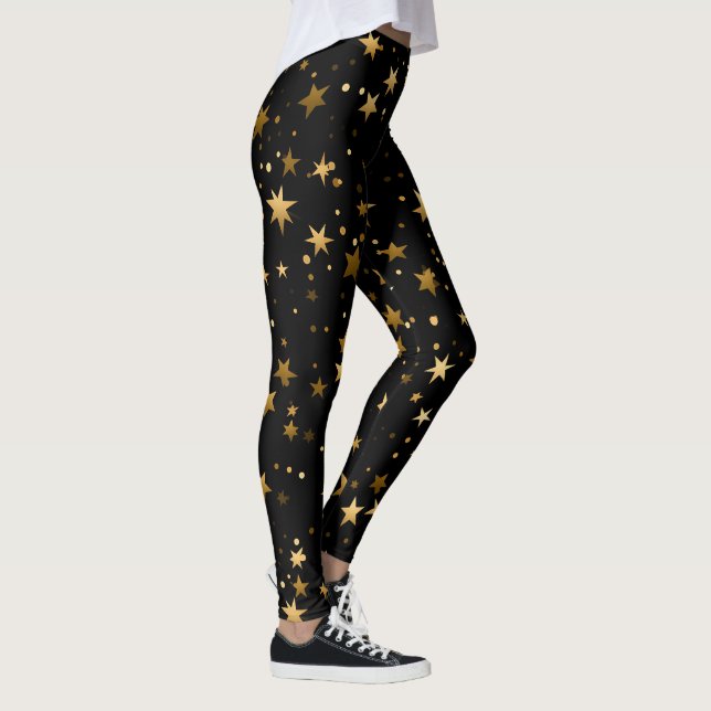 Golden Celestial Star Pattern Leggings (Right)