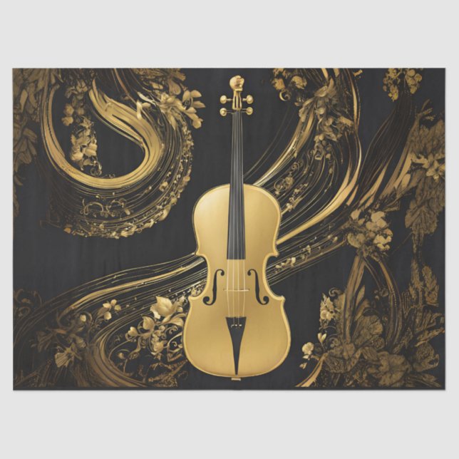 Golden Cello on Black Tissue Paper (Front)