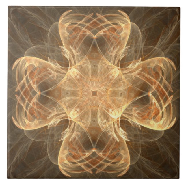 Golden Celtic Cross II Pattern Ceramic Tile (Front)