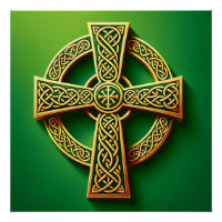 Golden Celtic Cross on Green