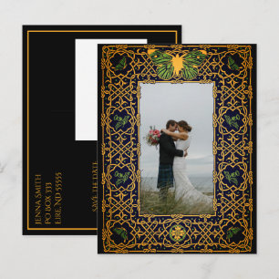 Golden Celtic Knot Save the Date Announcement Post Postcard