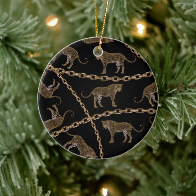 Golden chain glamour leopard cheetah ceramic tree decoration (Tree)