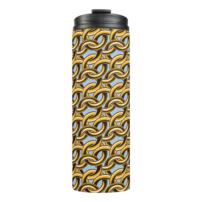 Golden chain links seamless pattern thermal tumbler (Front)