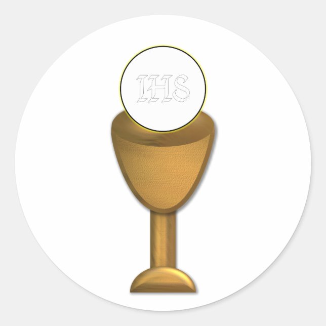 Golden Chalice and Host - Holy Communion Classic Round Sticker (Front)