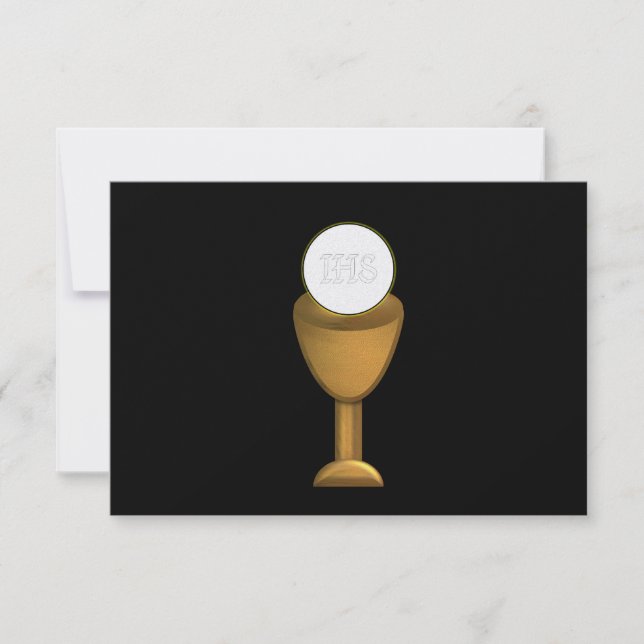 Golden Chalice and Host - Holy Communion Invitation (Front)