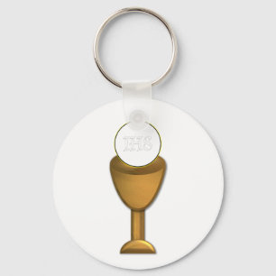 Golden Chalice and Host - Holy Communion Key Ring