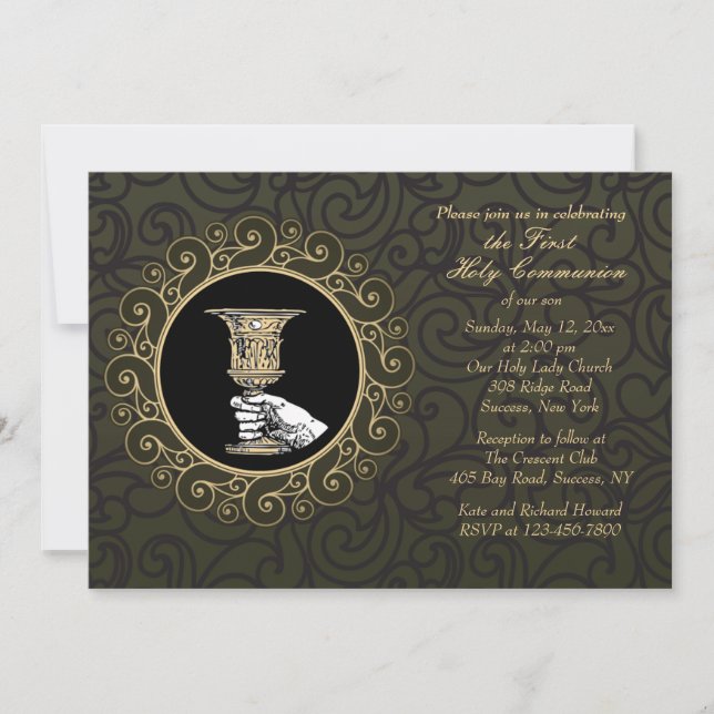 Golden Chalice Communion Invitation (Front)