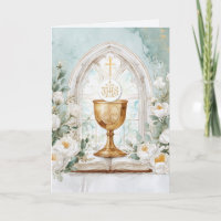 Golden Chalice & White Roses Priest Birthday 