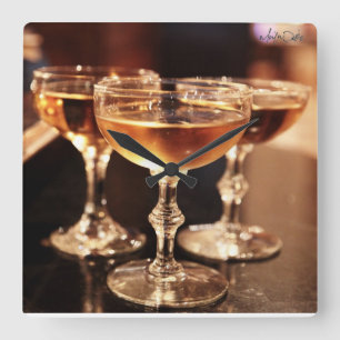 golden champagne drink kitchen bar clock