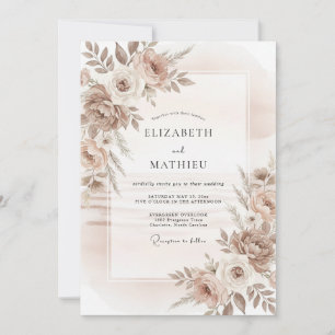 Golden Champagne Painted Wedding Invitation