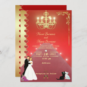 Golden chandelier invitation