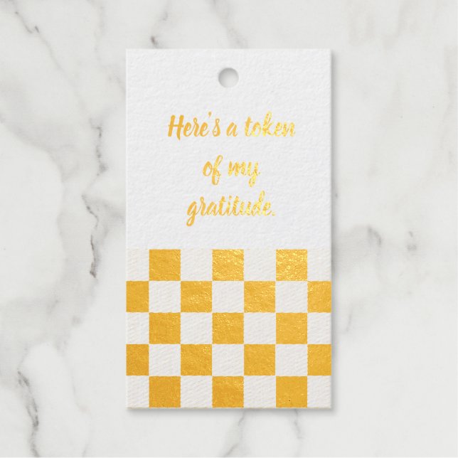 Golden Checkered “Thank You” Tag  (Front)