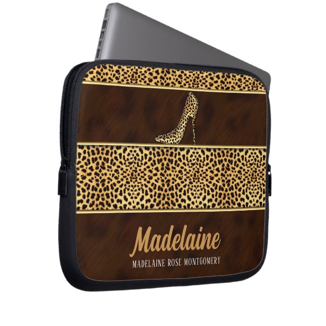 Golden Cheetah Hues in Wild Animal Print Laptop Sleeve (Front Right)