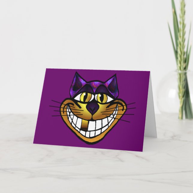 Golden Cheshire Cat Greeting Card (Front)