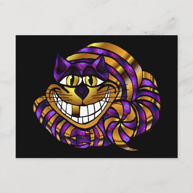 Golden Cheshire Cat Postcard (Front)