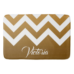 Golden Chevrons Bath Mat