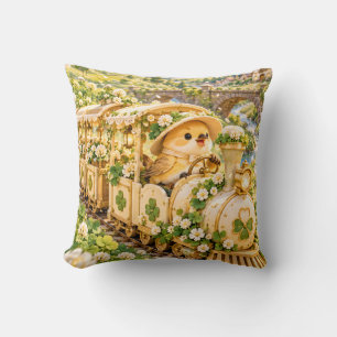 Golden Chick Clover Flower Garden Train Cushion