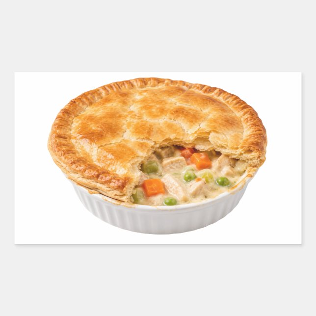 Golden Chicken Pot Pie With Crust Rectangular Sticker (Front)