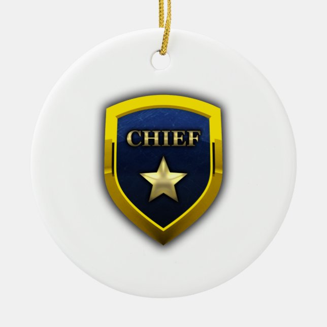 Golden Chief Badge Ceramic Tree Decoration (Front)