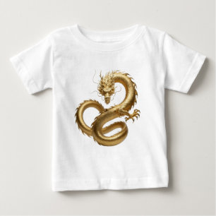 Golden Chinese Dragon Art   Mythical Creature Fant Baby T-Shirt