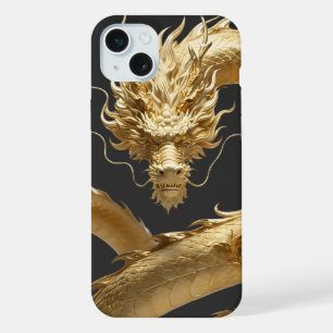 Golden Chinese Dragon Art   Mythical Creature Fant iPhone 15 Plus Case