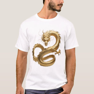 Golden Chinese Dragon Art Mythical Creature Fant T-Shirt