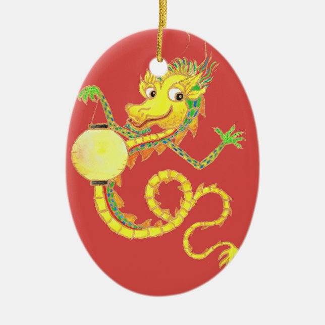 Golden Chinese Dragon Ornament (Front)