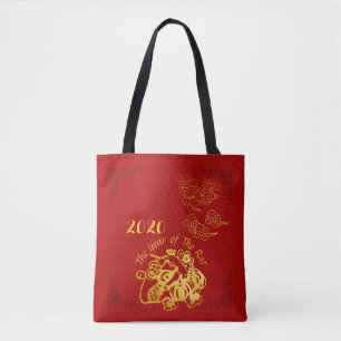 Golden Chinese Paper-cut Rat Year 2020 AOTB Tote Bag