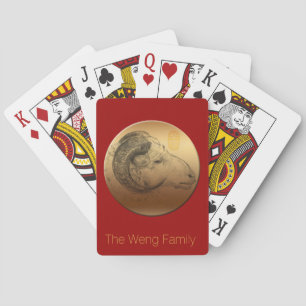 Golden Chinese Ram Year personalised Playing cards