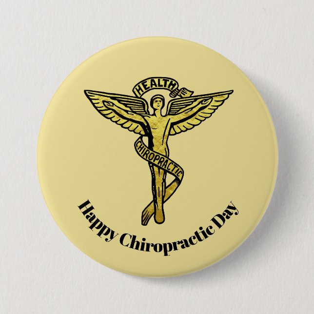 Golden Chiropractic Day Medical Symbol Button (Front)