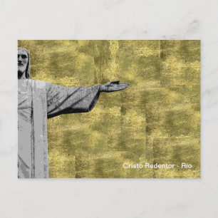 Golden Christ the Redeemer - Rio - Brasil Postcard